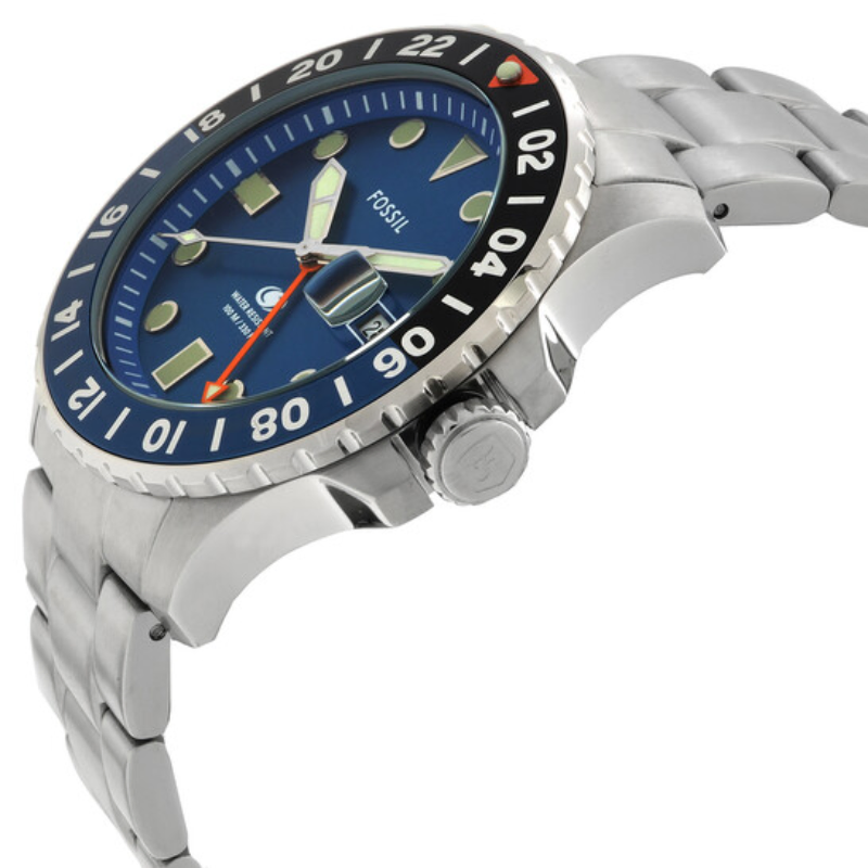 Fossil Blue GMT Stainless Steel Men's Watch